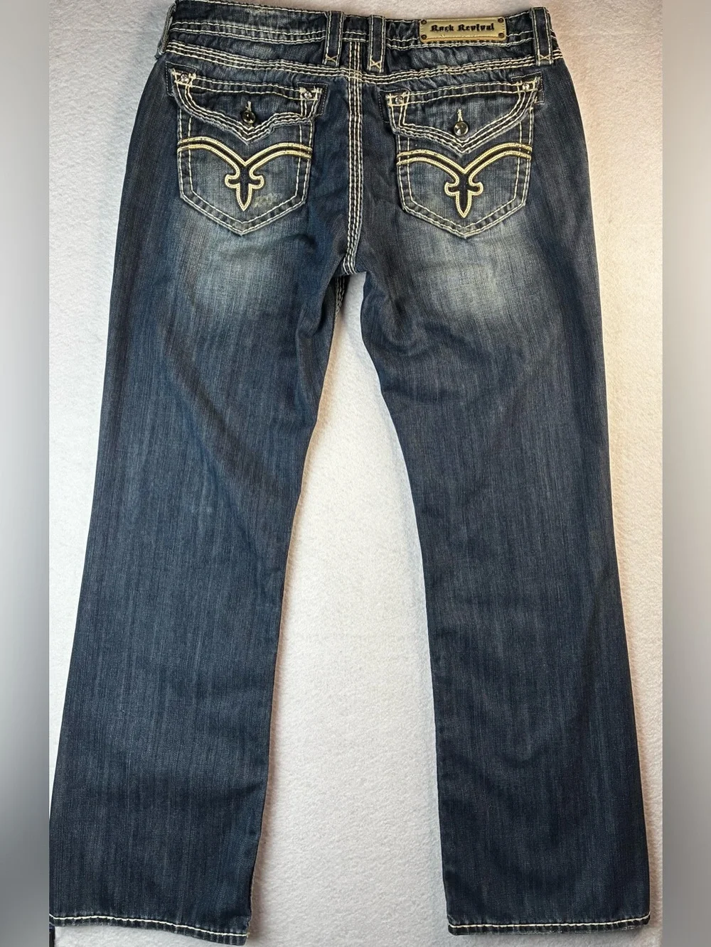 Rock Revival Women's Indigo Bootcut Jeans with Embroidered Back Pockets